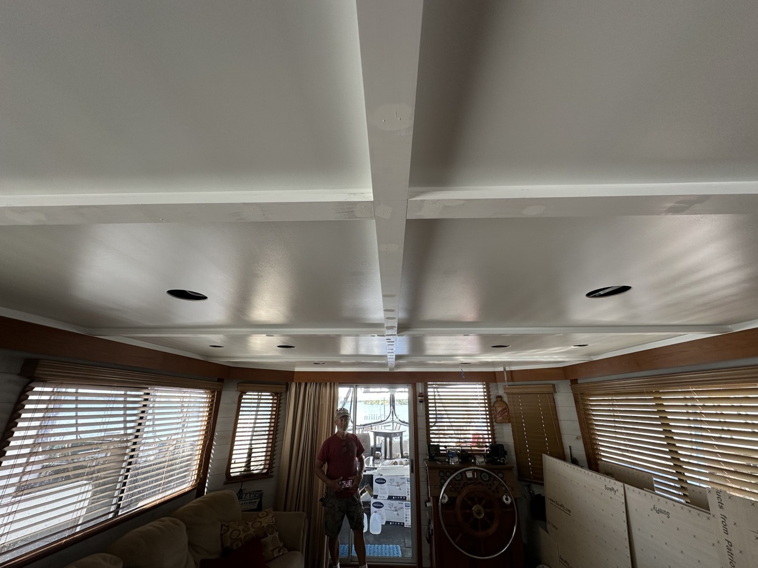 Finished marine coffered ceiling — photo 1