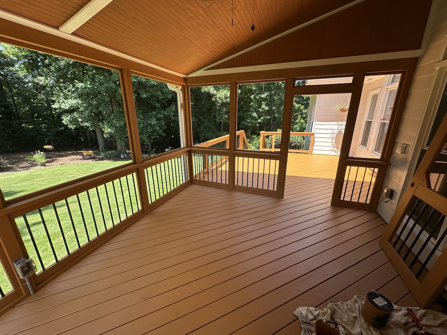 Completed deck and screened porch project — view 1