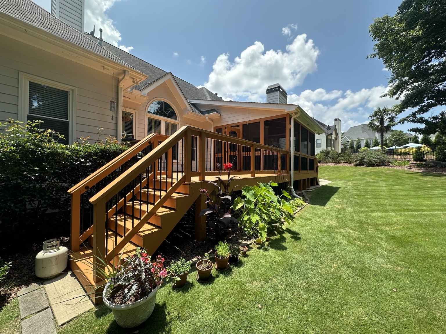 Completed deck and screened porch project — view 5